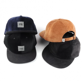 corduroy flat brim snap back flat hat Factory