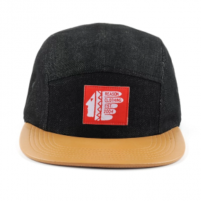 leather brim 5 panels denim caps custom